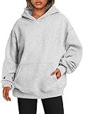 EFAN Womens Hoodies Oversized Sweatshirts Pullover Fleece Sweaters Long Sleeve Winter Fall Outfits Fashion Y2k Clothes Grey L