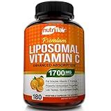 NutriFlair Liposomal Vitamin C 1700mg, 180 Capsules - High Absorption, Fat Soluble VIT C, Antioxidant Supplement, Higher Bioavailability Immune System Support & Collagen Booster, Non-GMO, Vegan Pills