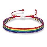 yfstyle Handmade Pride Bracelets Rainbow LGBTQ Trans Bracelets Gay Lesbian Bisexual String Bracelet Set for Women Pride Accessories Gifts-1Rainbow
