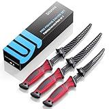 Sidomma Fillet Knife and Bait Knife Set Performance 5"-6"-7" G4116 German Flex Razor Sharp Stainless-Steel Blade with Sheath for Filleting and Boning, Pro Fishing Gear and Equipment Tools, Cool Fishing Gift for Men (Black-Red)