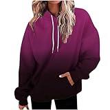 Ceboyel Womens Neon Print Oversized Sweatshirt Drawstring Pullover Sweatshirt Trendy Sweater Tops Fall Fashion Clothes 2024 Dressy Sweatshirts for Women Purple S