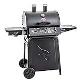 Char-Griller® Grillin' Pro 3-Burner Propane Gas Grill in Black with 40,800 BTU, Cast Iron Grates and Warming Racks, 630 Cooking Square Inches, Model E3001