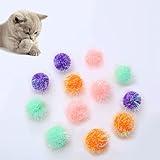 Osvela Cat Toy Balls 2 Inch Pom Pom Sparkle Ball Cat’s Favorite Toys Assorted Color Tinsel Glitter Fuzzy Balls 16 Pcs