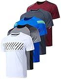 5 Pack Men’s Active Quick Dry Crew Neck T Shirts | Athletic Running Gym Workout Short Sleeve Tee Tops Bulk (Set 2, Medium)