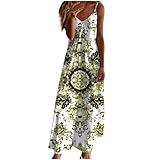 Ceboyel Summer Sundresses for Women 2024 Trendy Casual Floral Sun Dresses Spaghetti Strap Beach Maxi Dress Vacation Outfits Sundresses for Women 2024 Trendy Yellow M
