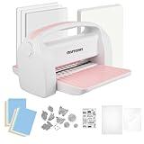 CraftGenes Manual Die Cutting Machine and Embossing Machine, 9'' Opening Size for Cardmaking, Scrapbooking, and DIY Crafts – Foldable Complete Set with A4 Die Cuts, Embossing Folders, and Plates(Pink)