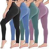 CAMPSNAIL 4 Pack High Waisted Leggings for Women - Soft Tummy Control Slimming Yoga Pants for Workout Running Reg & Plus Size