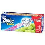 Ziploc Quart Food Storage Slider Bags, Power Shield Technology for More Durability, 42 Count