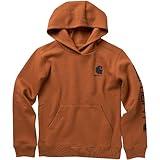 Carhartt Boys' Long Sleeve Hooded Sweatshirt, Brown, 7