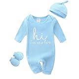 Infant Boy Clothes 0-3 Months Knit Round Crew Neck Snap Closure Blue Romper
