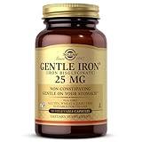 Solgar Gentle Iron 25mg, 90 Vegetable Capsules - Energy, Normal Red Blood Cell Production - Gentle on the Stomach - Non-GMO, Vegan, Gluten Free, Dairy Free, Kosher - 90 Servings