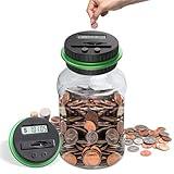 Piggy Bank for Adults, 1.8L Coin Jar with LCD Display and Large Capacity, Counting Piggy Bank Designed for All Us Coins, Coin Bank Suitable for Children Adults Boys Girls as Christmas, Birthday Gifts