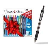 Paper Mate Profile Retractable Ballpoint Pens, Bold (1.4mm), Stocking Stuffers, Assorted Colors, 12 Count