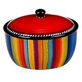 Sierra 8.25" Ceramic Bean Pot with Lid, 72 oz, Multicolor – Great for Serving Soups, Stews, Chilis, Casseroles, Salsas, and Sides – Vibrant Mexican-Inspired Cookware