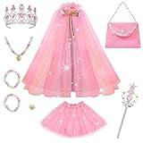 Meland Princess Dress up Clothes for Little Girl, 11Pcs Princess Cape with Crown, Princess Dresses for Girl 3-8 Birthday Gift