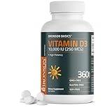 Bronson Vitamin D3 10,000iu (250mcg) 1 Year Supply for Healthy Muscle Function and Immune Support, Non-GMO, 360 Tablets