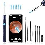 Ear Wax Removal - Earwax Remover Tool with 8 Pcs Ear Set - Ear Canal Cleaner with 1080P Camera - FSA HSA Eligible - Ear Cleaning Kit with 6 Ear Spoon - Ear Camera for iOS & Android (Midnight Blue)