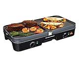 Hamilton Beach 3-in-1 Electric Indoor Grill + Griddle, 8-Serving, Reversible Nonstick Plates, 2 Cooking Zones with Adjustable Temperature (38546), Black