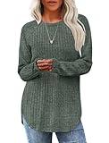 Saloogoe Womens Sweaters Dressy Casual Tunic Tops to Wear with Leggings Winter Clothes Cute Tops 2024 Plus Size Green 2XL