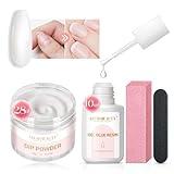 AZUREBEAUTY Nail Repair Kit Transparent Crystal for Broken Cracked Split Weak Nails, Ideal Solution Emergency Easy Quick Fix Dip Powder 28 g 1 Oz Quick-Drying Repair Glue 10 ml Nail File Nail Buffer