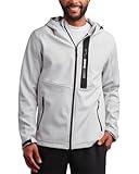 Reebok Men's Jacket - Lightweight Softshell Jacket with Hood – Casual Weather Resistant Coat for Men (S-XXL), Size Large, Ice Grey