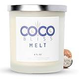 Coco Bliss Melt - Massage Candle Natural Coconut Moisturizing Body Oil Candles Women, Men & Romantic Couples | Essential Oil Candle Vanilla, Vitamin E Almond Oil, Cocoa Butter - 8 Oz