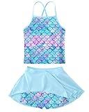 Girls Swimsuit 11-12 Mermaid Bathing Suits Tankini Sets Criss-Cross Adjustable Strap Summer Beach Two Piece Swimwear Size 12