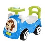 Trimate: Push & Ride Racer - Blue & Monkey - Foot-to-Floor Car Ride-On, Push Handle, Air Horn, Anti-Rolling Design, Seat Storage, Toddlers Ages 1-2
