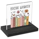 Social Worker Gifts for Women Social Workers Desk Decor Sign Plaque, Appreciation Gift for Nursing Home Social Workers Coworker, School Social Workers Graduation Gift Acrylic Sign TZJ72