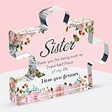 VELENTI Sister Gifts from Sister - Engraved Acrylic Puzzle Piece with Heartfelt Message - Perfect Sister Birthday, Thanksgiving, Paperweights - Cute Decoration for Home, Office