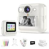 Instant Print Camera for Kids, 3-12 Year Old Girls Boys Gifts, 1080P Video Children Digital Camera with 32GB Card, Kids Christmas Birthday Gifts Toddler Photo Camera Toys for Age 3 4 5 6 7 8 9 (White)