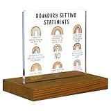 Setting Clear Boundaries, Boundary Sign, Boundaries Sign, Boundary Setting Sign, Therapy Office Decor Sign, Social Psychology Sign, Acrylic Desk Decor Sign with Wood Stand - FSA050