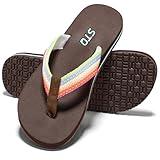 STQ Women Beach Flip Flops with Arch Support Thong Sandals for Water Shower Vacation Coffee Multi Size 9