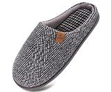 COFACE Mens Memory Foam House Slippers Slip On Cozy Scuff Plaid Shoes Indoor/Outdoor with Arch Support