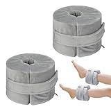 SLDHFE 2 PCS Foot Support Pillow, Ankle Foam Cushion with Zipper Removable Cover, Wedge Heel Elevation Pillow for Foot Pressure, Bed Sore Ulcer, Feet Leg Rest and Leg Rest Post Surgery (Grey)