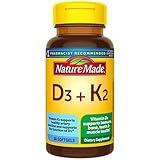 Nature Made Vitamin D3 K2, 5000 IU (125 mcg) Vitamin D, Dietary Supplement for Bone, Teeth, Muscle and Immune Health Support, 30 Softgels, 30 Day Supply