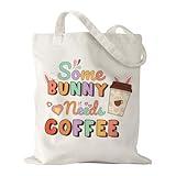 Aesthetic Tote Bags for Women Easter Cute Tote Bag Canvas Tote Bag for Vacation Shopping Grocery Easter Mother's Day Spring Birthday Gifts for Women Bunny Tote Bag