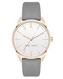 Nine West Women's NW/1994RGGY Rose Gold-Tone and Grey Strap Watch