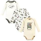 Hudson Baby Unisex Baby Cotton Long-Sleeve Bodysuits, Going On Safari 3-Pack, 18-24 Months