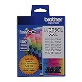 Brother Genuine Super High Yield Color Ink Cartridge, LC2053PKS, Replacement Color Ink Three Pack, Includes 1 Cartridge Each of Cyan, Magenta & Yellow, Page Yield Up To 1200 Pages/Cartridge, LC205
