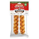 TRURANCH Gingerbread Collagen Braids - 1 Bag, 2 Count, Limited Edition Holiday Stocking Stuffer, Rawhide Free, 50% Protein, Healthy Limited Ingredients Dog Chew, for Small, Medium and Large Dogs