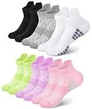 Loritta 6 Pairs Womens Ankle Socks Gym Athletic Cushioned Low Cut Casual Workout Sports Running Socks, C-Colorful Style