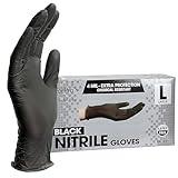 ForPro Professional Collection Disposable Nitrile Gloves, Chemical Resistant, Powder-Free, Latex-Free, Non-Sterile, Food Safe, 4 Mil, Black, Medium, 100-Count
