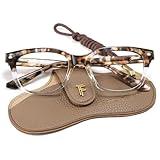 FancyFlower Square Reading Glasses for Women - Amber Mist - Honey Crystal 1.5x Readers