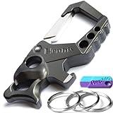 Hephis Heavy Duty Key Chain Bottle Opener,Carabiner Car Key Chains for Men and Women(Black