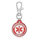 YOTHIWAD Medical Alert Keychain for Women Men,Medical ID keychain with Free Laser Engraving Red Light Suitable for Bags Cloth