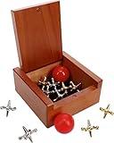 WE Games Metal Jacks Game, Retro Game with 2 Sets of Metal Jacks and Ball in Keepsake Wooden Box, Nostalgic Toy Set for Kids and Adults, Old Fashioned Floor Games, Jacks and Ball Travel Game Set