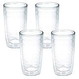 Tervis Clear & Colorful Tabletop Made in USA Double Walled Insulated Tumbler Travel Cup Keeps Drinks Cold & Hot, 16oz - 4pk, Clear