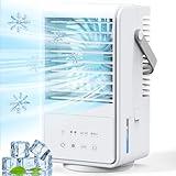 Portable Air Conditioners,4 in 1 Portable AC unit with 3 Speeds 2 Mist,90° Oscillating Cooling Fan with Timer 7 Color Night,Air Conditioner Portable,Evaporative Air Cooler for Bedroom Home (White-6)