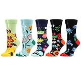 WeciBor Women's Funny Colorful Pattern Socks, 5 Pairs Multicolor Floral, Size 8-12